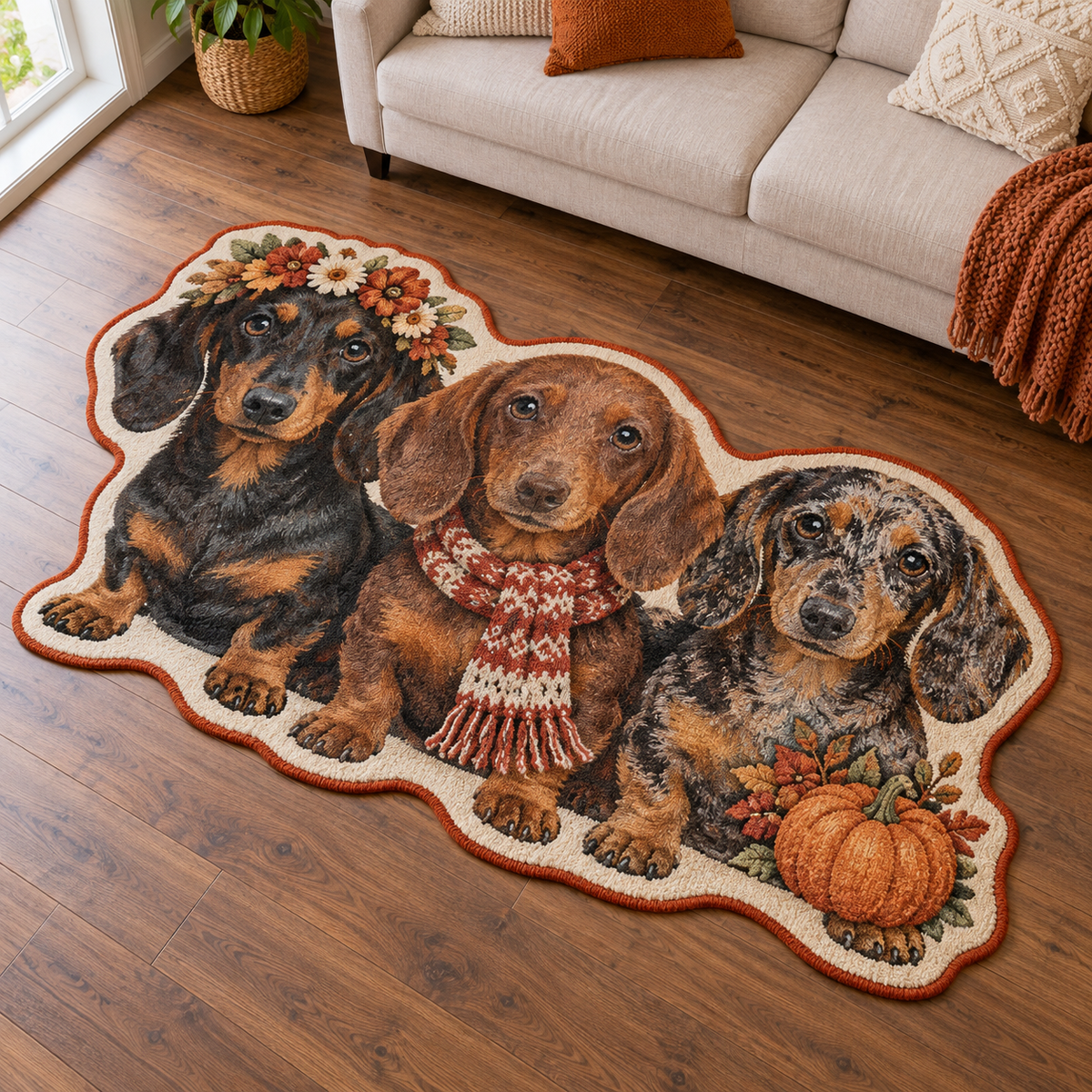 Dachshund Season TD131026457 Custom Shape Area Rug