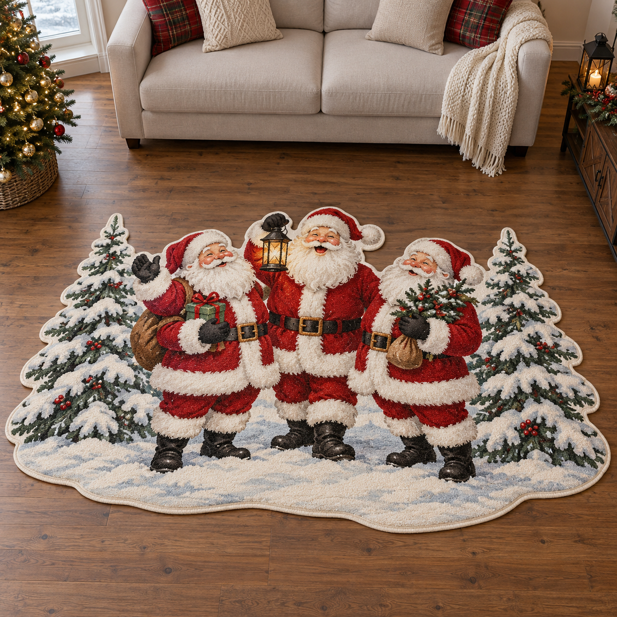 Santa Winter Trio TD131026458 Custom Shape Area Rug