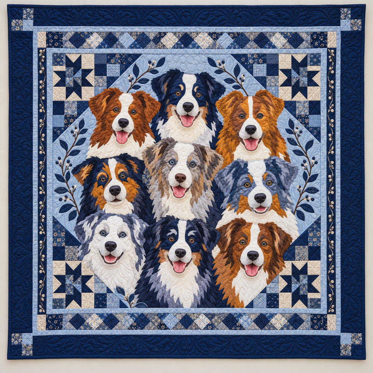 Australian Shepherd Portrait Gathering TD141026458 Quilt Blanket