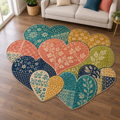 Rainbow Heart Bouquet TD131026460 Custom Shape Area Rug