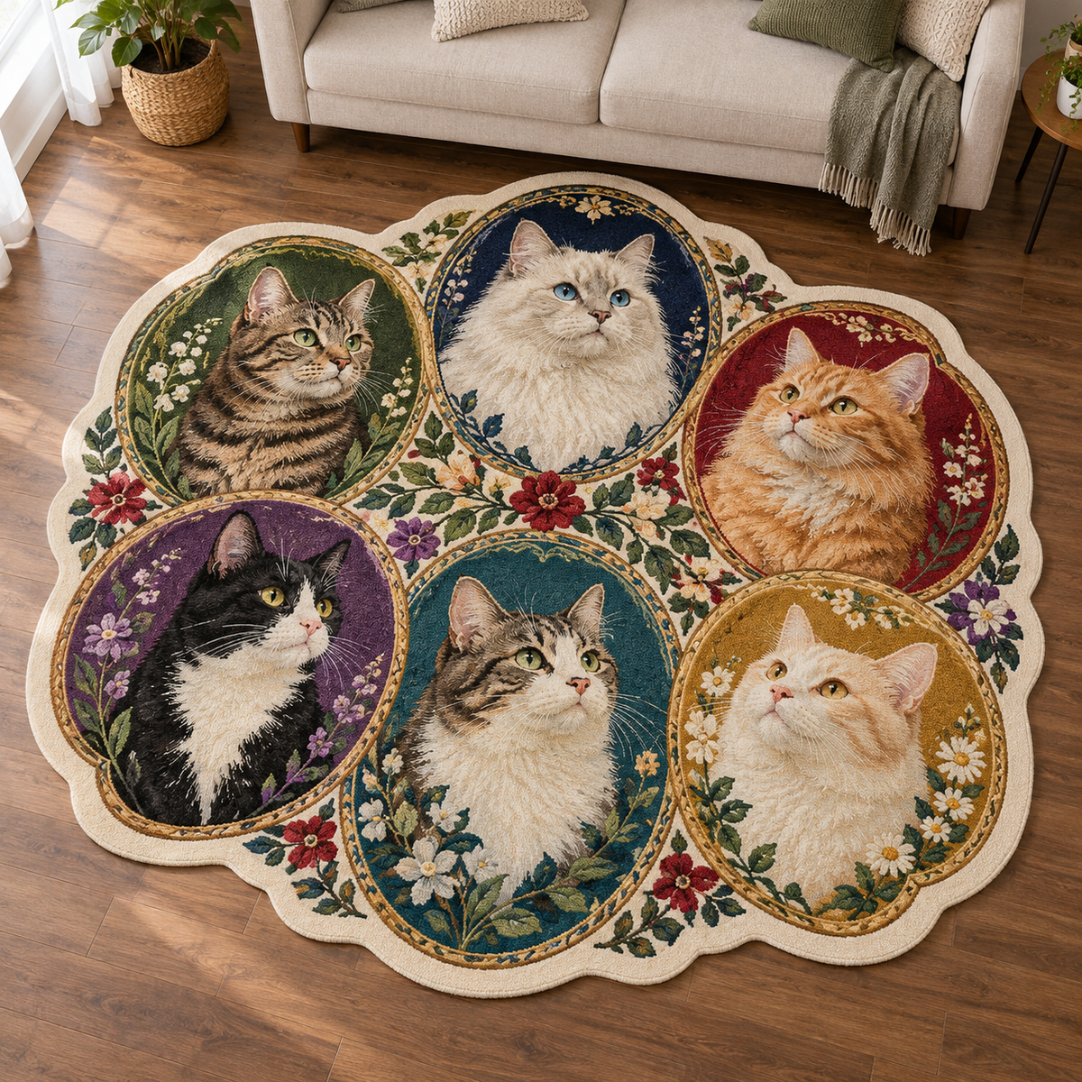 Cat Gallery Jewels TD131026466 Custom Shape Area Rug