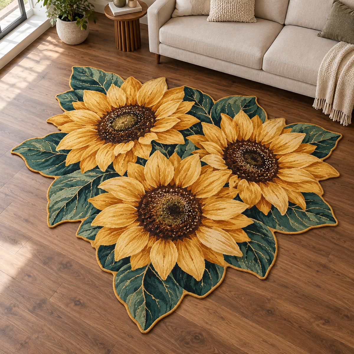 Sunflower Verdant Trio TD131026467 Custom Shape Area Rug