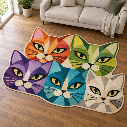 Modern Cat Mosaic TD131026468 Custom Shape Area Rug