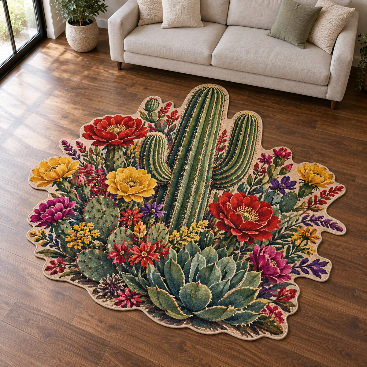Desert Fiesta Flowers TD131026469 Custom Shape Area Rug