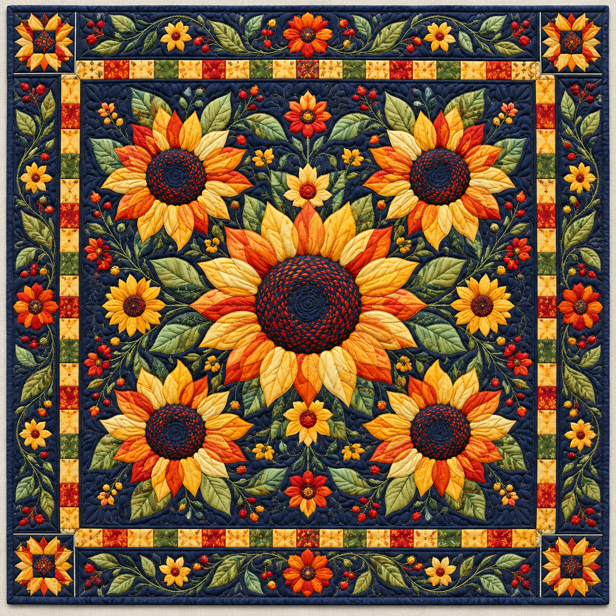 Golden Sunflower Bloom TD141026971 Quilt Blanket