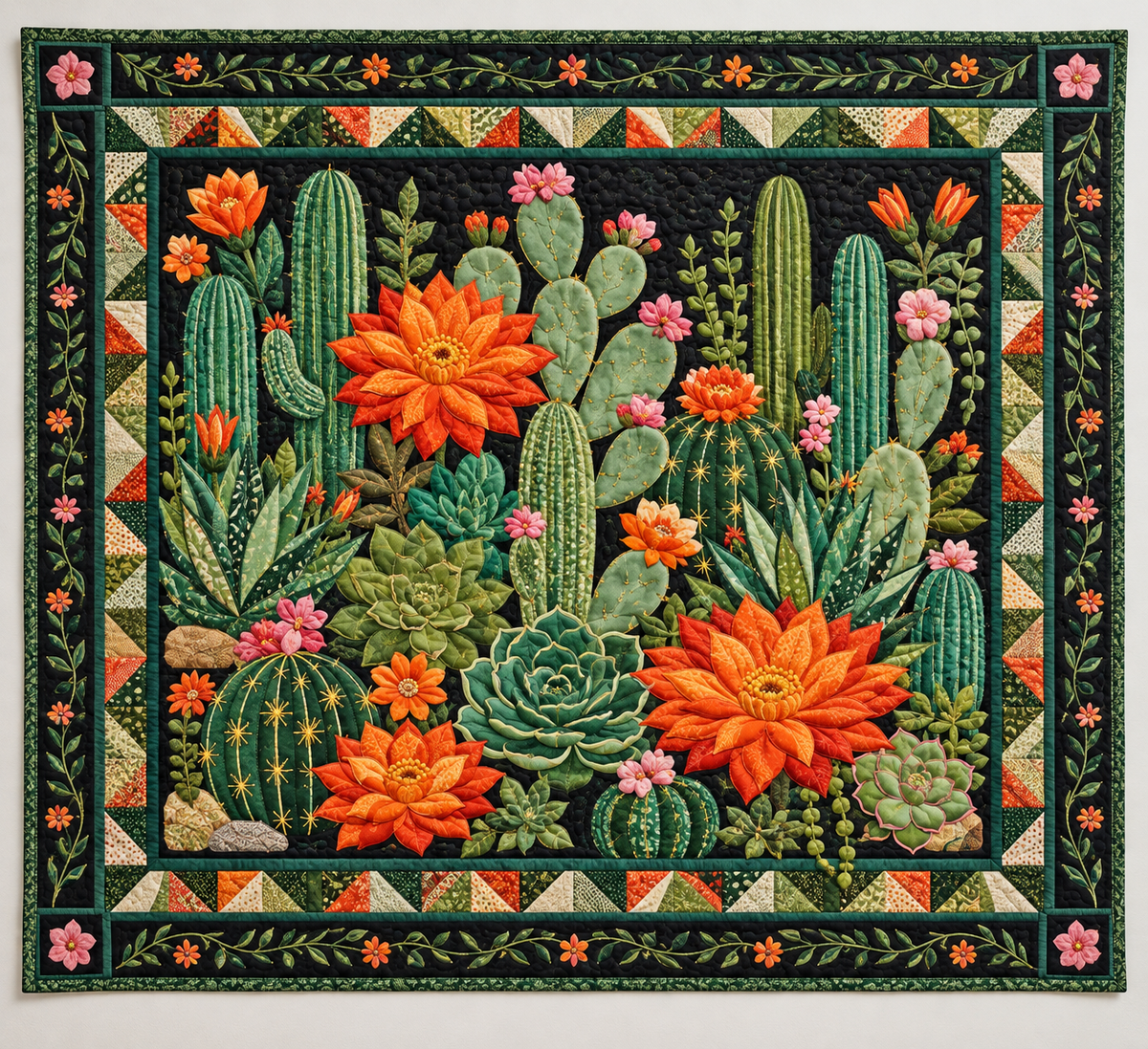 Orange Blossoms And Desert Succulents TD141026474 Quilt Blanket