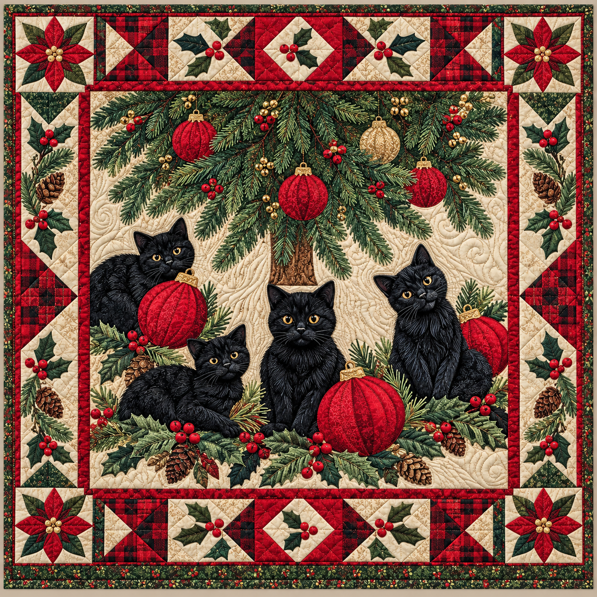 Black Cat Christmas TD141026975 Quilt Blanket