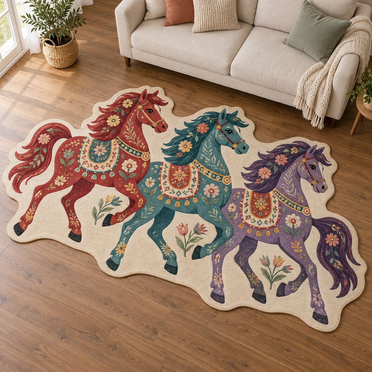 Patchwork Pony Circle TD131026476 Custom Shape Area Rug