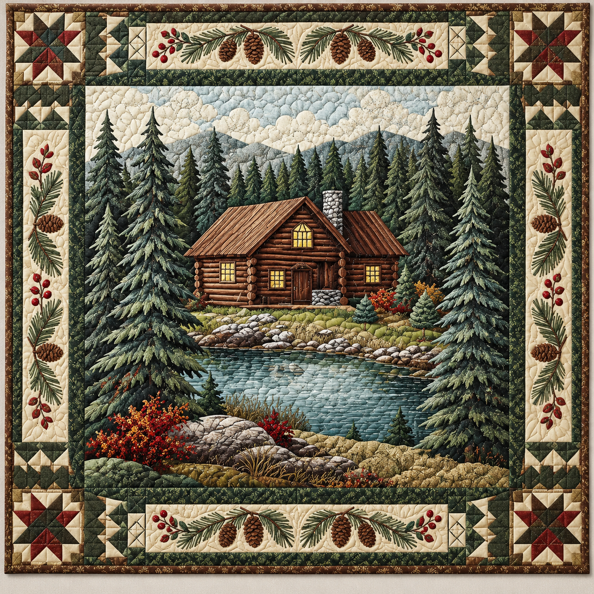 Forest Log Cabin TD141026977 Quilt Blanket