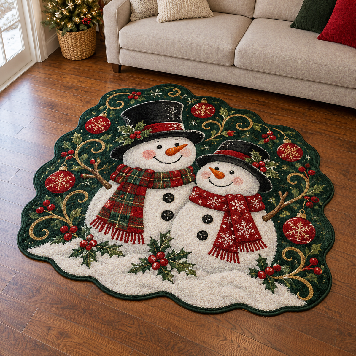 Snowman Midnight Scroll TD131026477 Custom Shape Area Rug