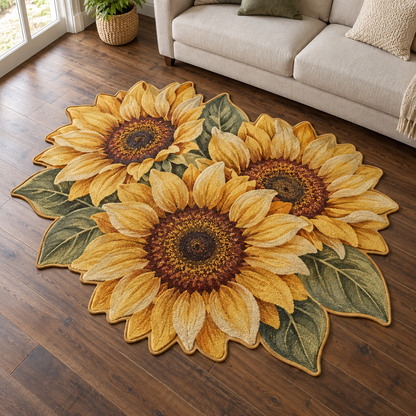 Golden Sunflower Trio TD131026485 Custom Shape Area Rug