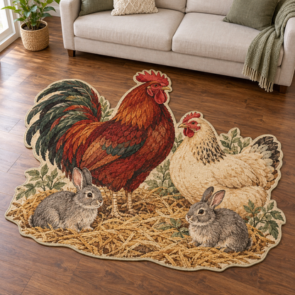 Rustic Barnyard Friends TD131026488 Custom Shape Area Rug