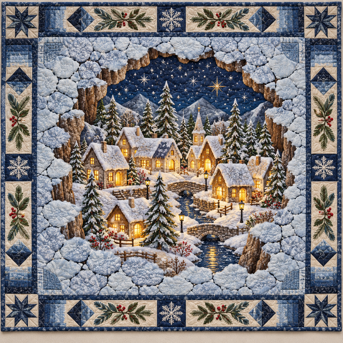 Glowing Winter Village Chasm TD141026989 Quilt Blanket