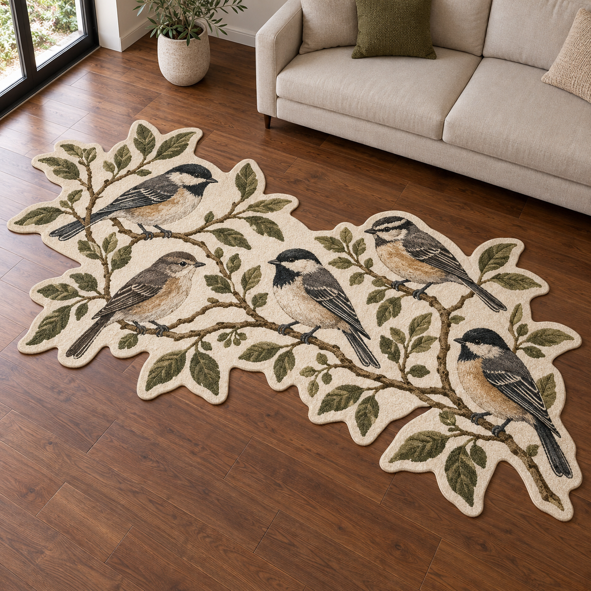Olive Songbird Row TD131026490 Custom Shape Area Rug