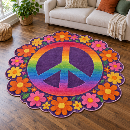 Flower Power Peace TD131026491 Custom Shape Area Rug