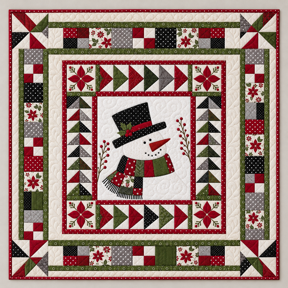 Snowman Face In Christmas Patchwork TD141026495 Quilt Blanket