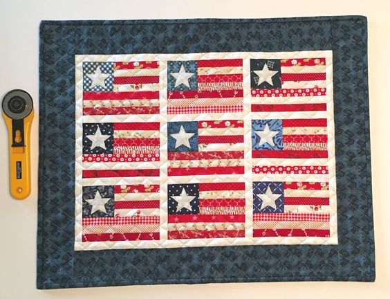 Patriotic Flag CLDY180624114 Quilted Placemats