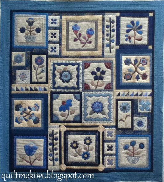 Blue Flower CLA2110049Q Art Quilt