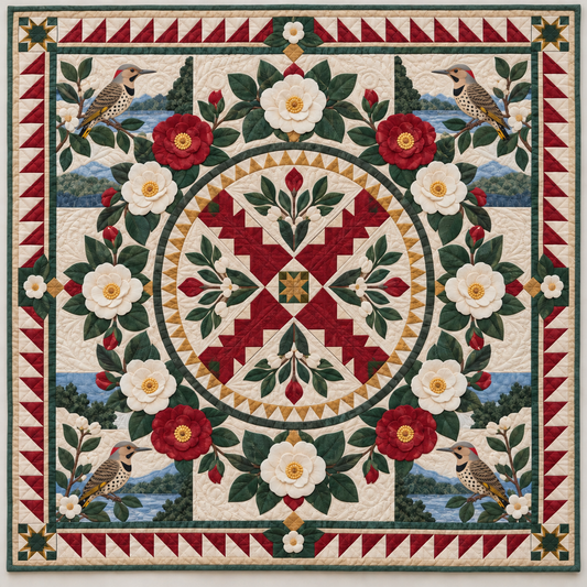 Alabama Camellia Compass TD1410261005 Quilt Blanket