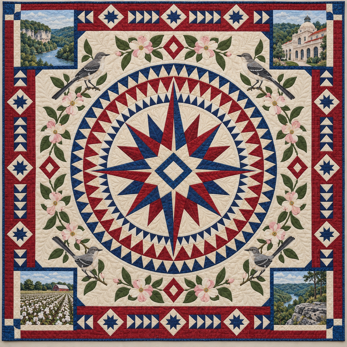 Arkansas Radiant Compass TD181026427 Quilt Blanket
