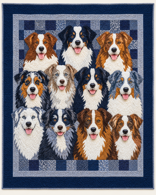 Australian Shepherd Portraits TD101026074 Quilt Blanket