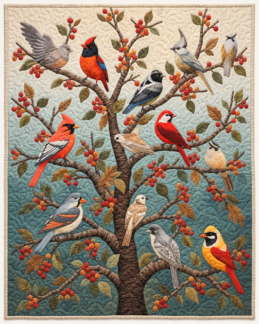 Birds On Berry Branches TD101026085 Quilt Blanket