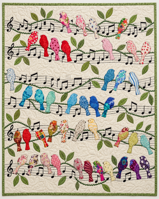 Birdsong On Musical Staves TD101026087 Quilt Blanket