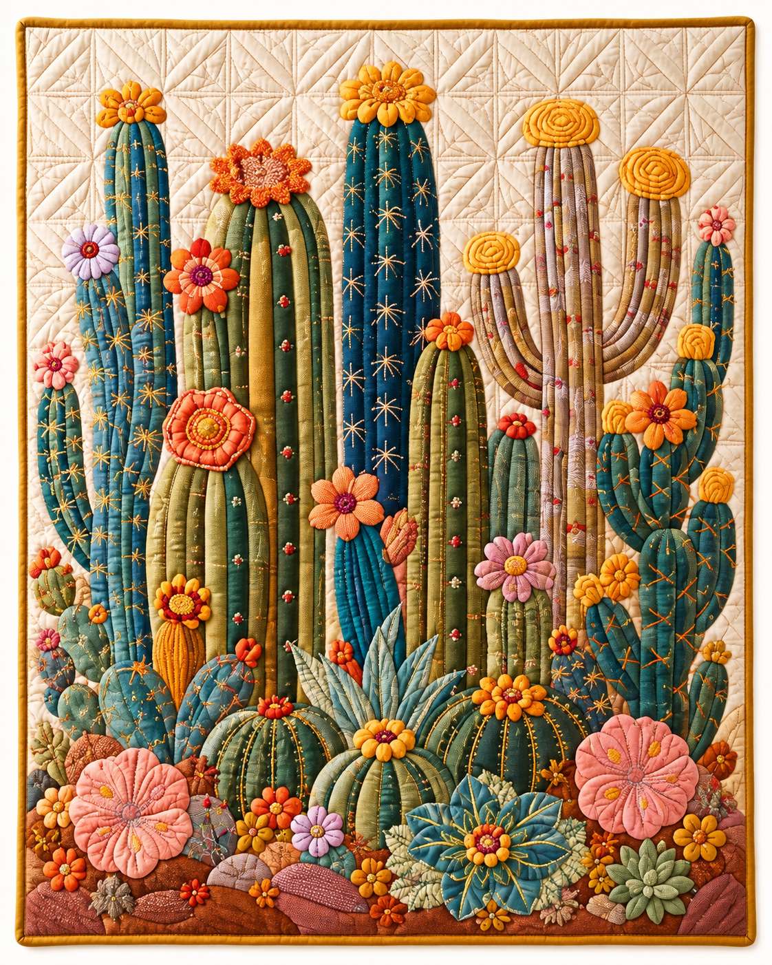 Blooming Cactus Garden TD101026093 Quilt Blanket
