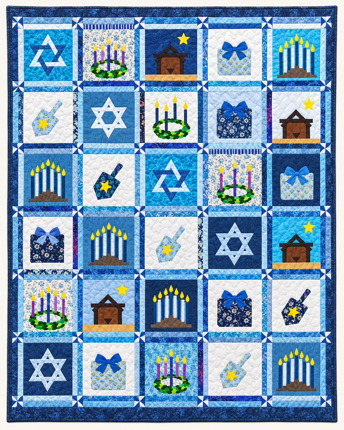 Blue Holiday Symbol TD101026098 Quilt Blanket
