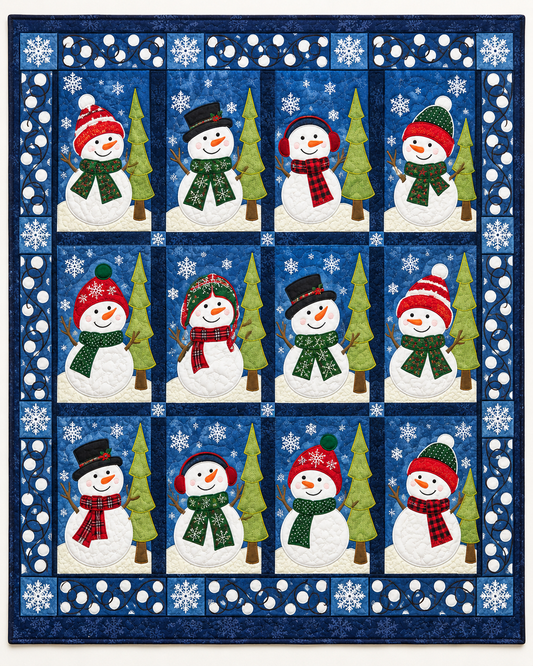 Blue Snowman TD101026100 Quilt Blanket