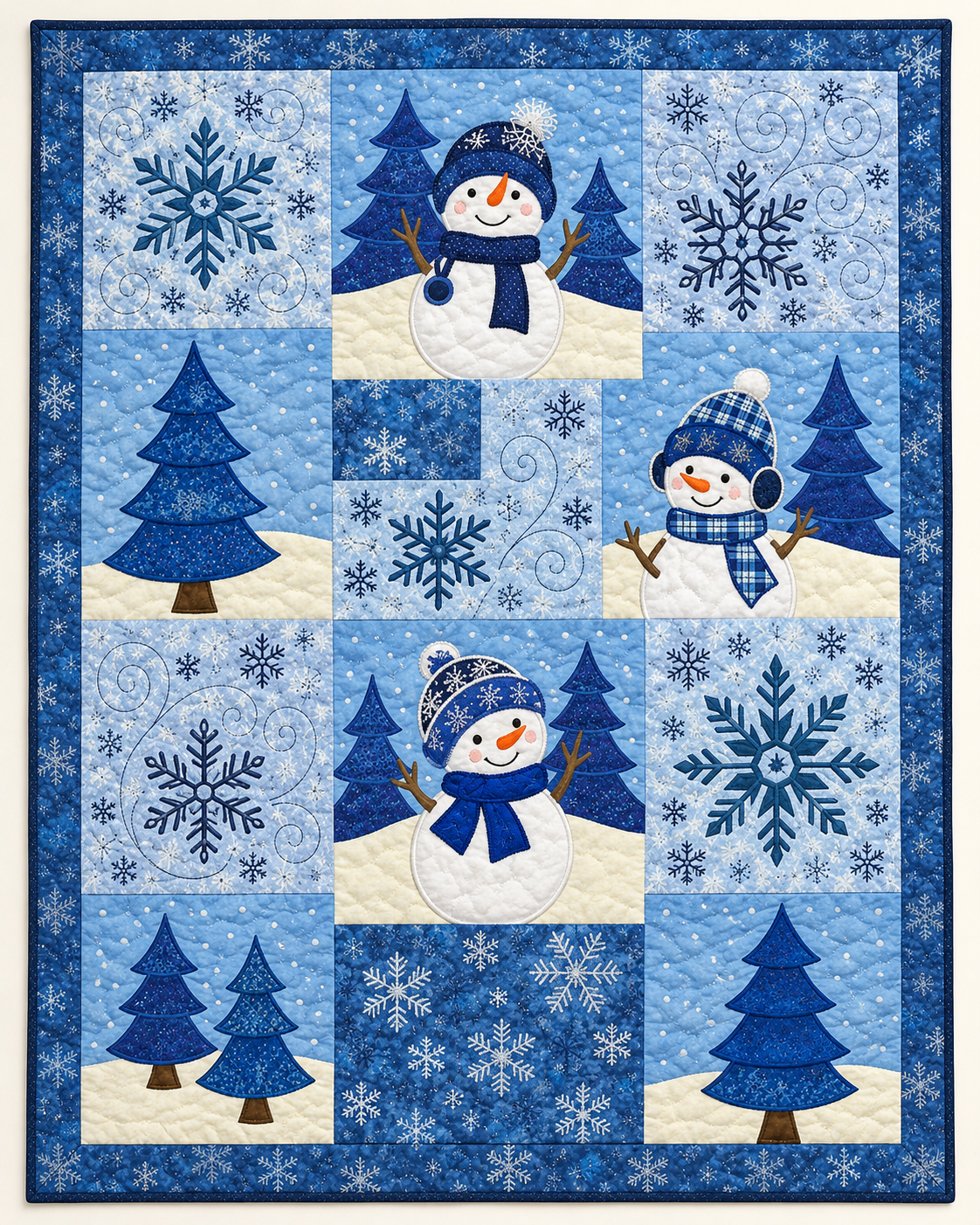 Blue Snowman TD101026101 Quilt Blanket