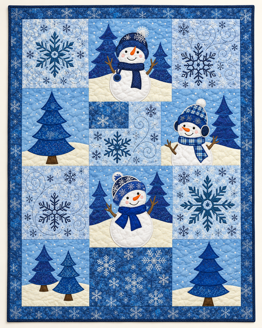 Blue Snowman TD101026101 Quilt Blanket