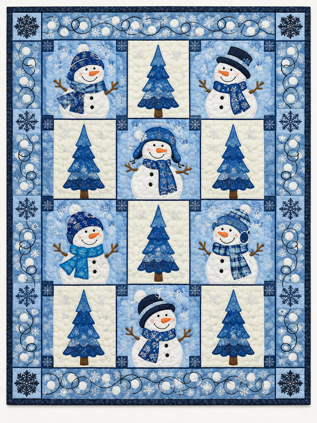 Blue Winter Snowman TD101026102 Quilt Blanket