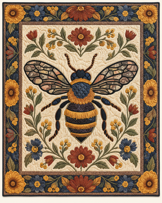 Botanical Bee On Cream TD101026106 Quilt Blanket