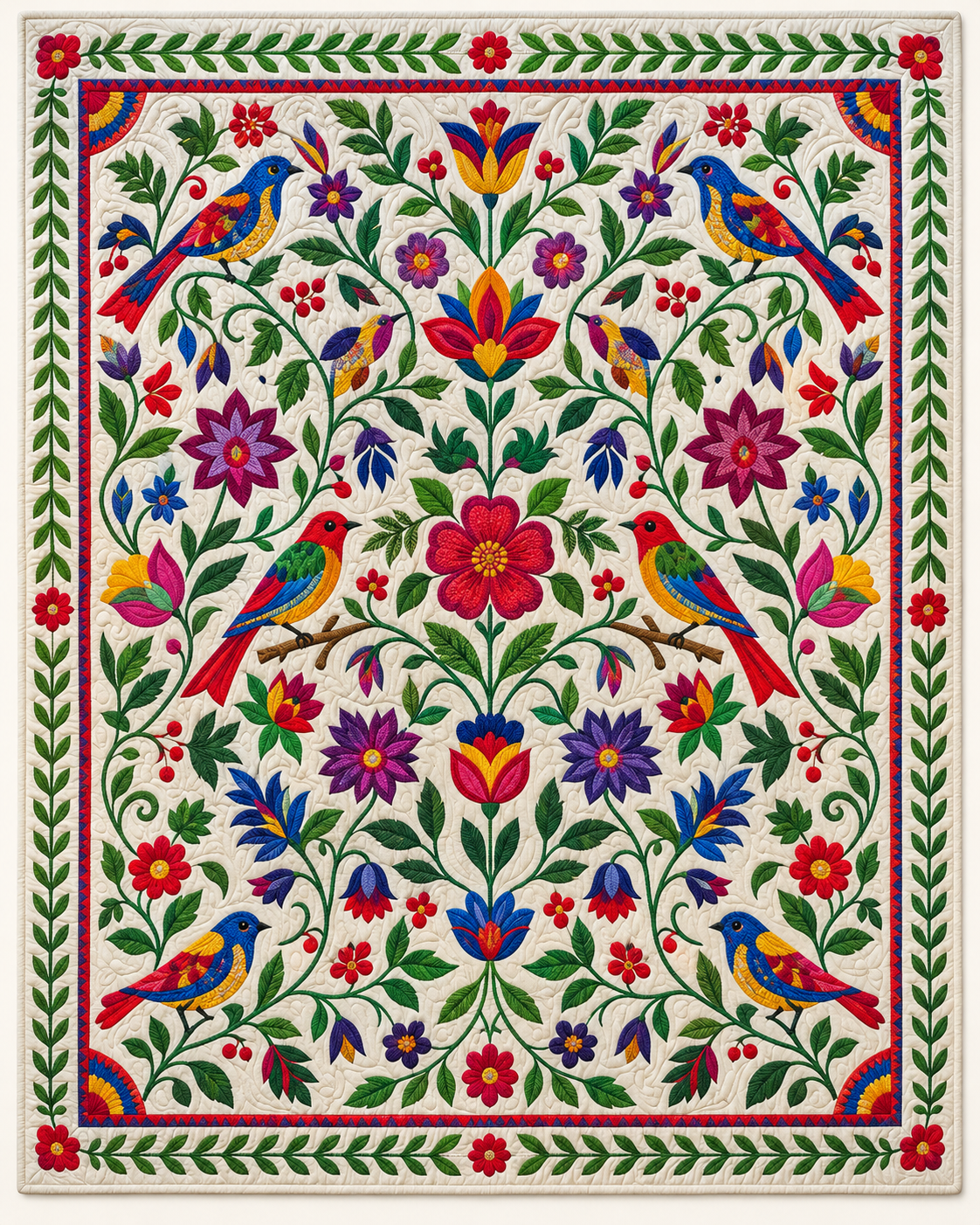 Bright Folk Bird Garden TD101026108 Quilt Blanket