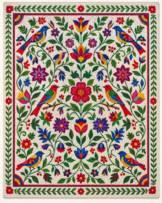 Bright Folk Bird Garden TD101026108 Quilt Blanket
