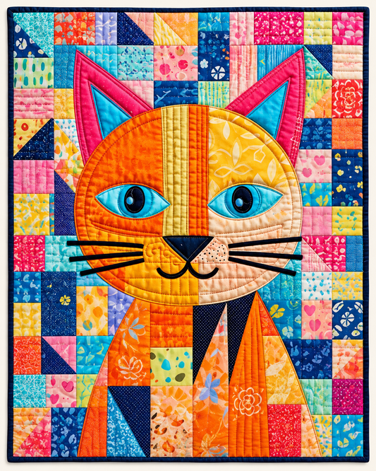 Bright Patchwork Cat Portrait TD101026109 Quilt Blanket