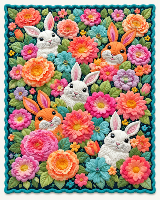 Bunnies In Spring Blossoms TD101026112 Quilt Blanket