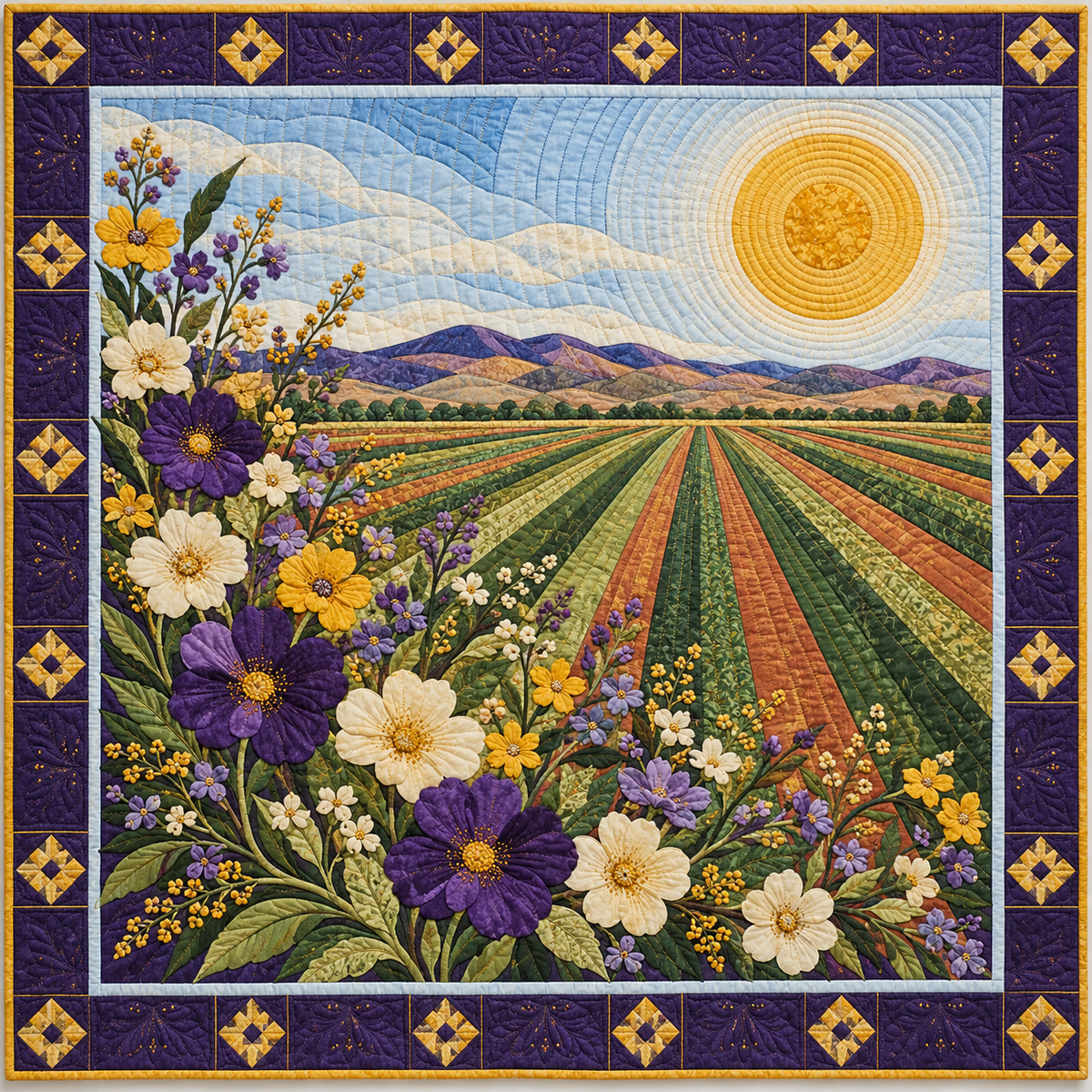 Arvin — Wildflower Sun over Field Rows