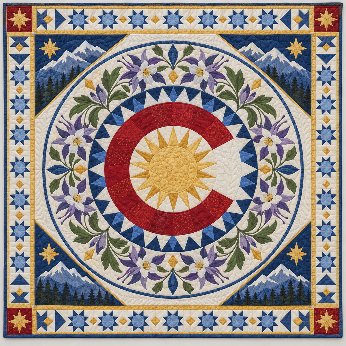 Colorado Columbine Sunwheel TD1410261017 Quilt Blanket