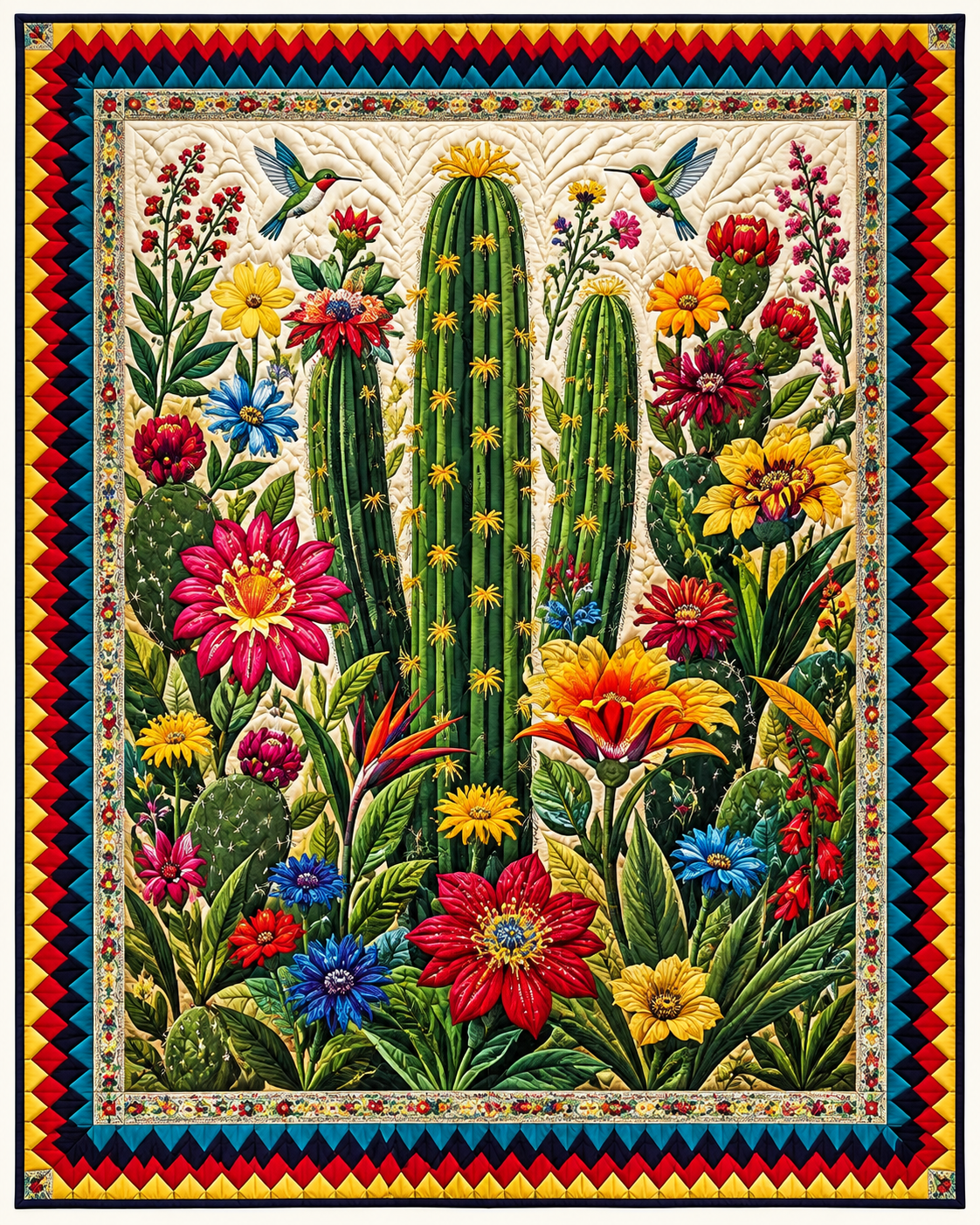 Cactus Flower Garden TD101026116 Quilt Blanket