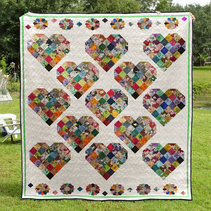 Candy Heart Blocks CLA1710091Q Art Quilt