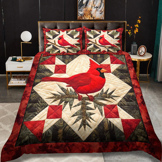 Christmas Cardinal HM06102301QB Quilt Bedding Set