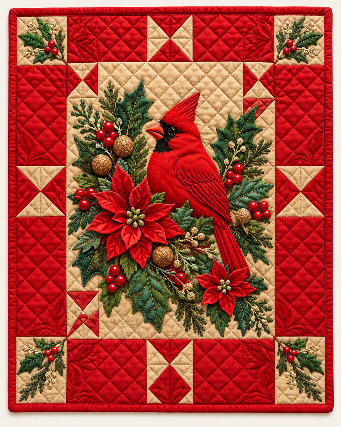 Cardinal Christmas Bouquet TD101026126 Quilt Blanket
