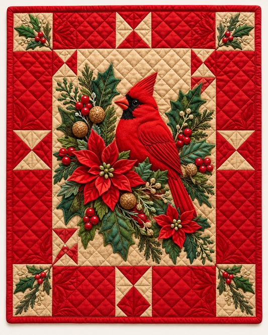 Cardinal Christmas Bouquet TD101026126 Quilt Blanket
