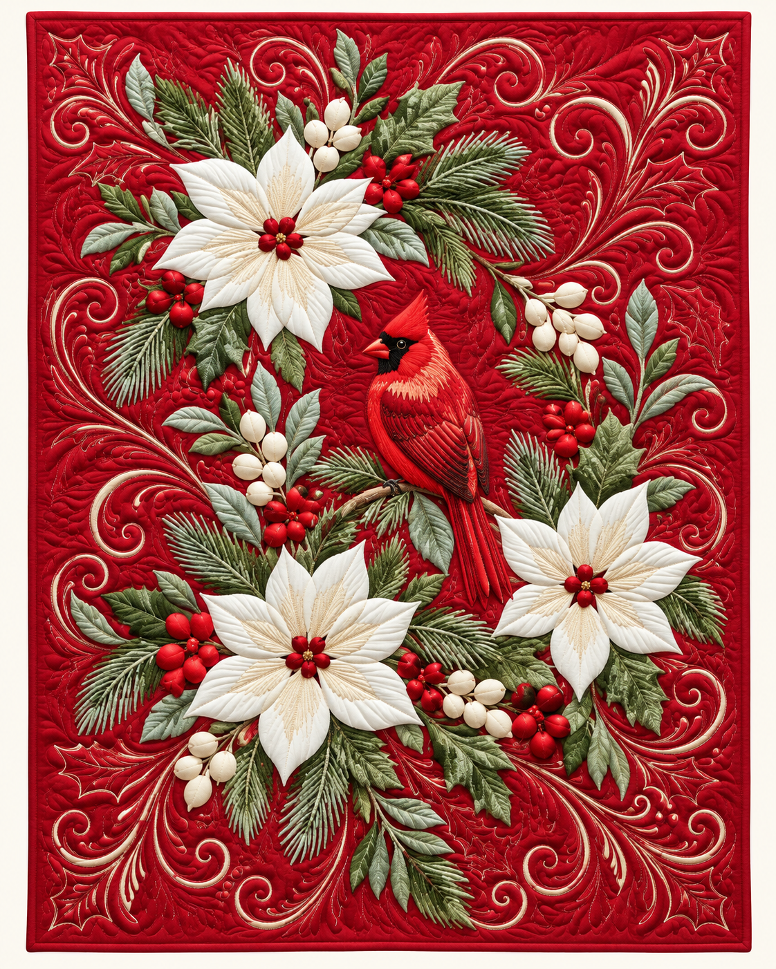 Cardinal Floral Cascade TD101026127 Quilt Blanket