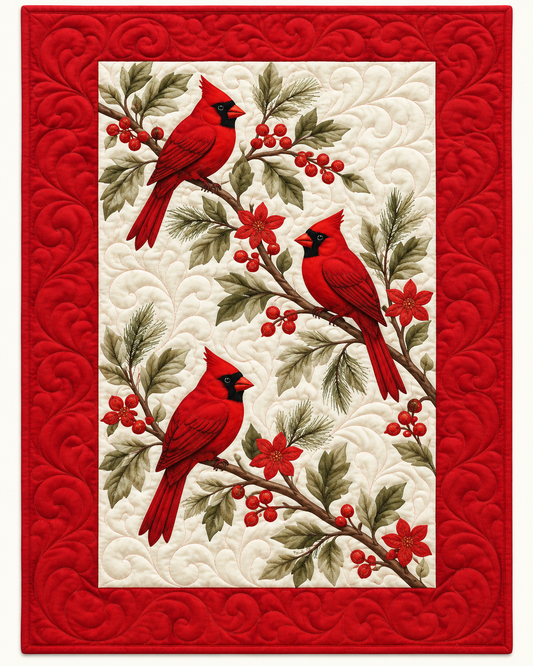 Cardinals And Berry Branches TD101026132 Quilt Blanket