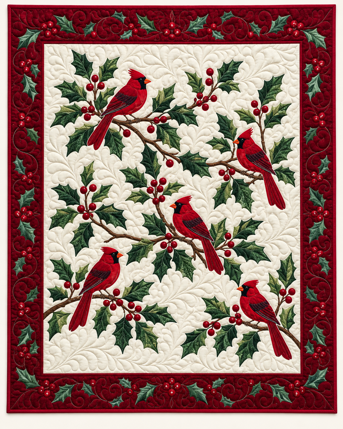 Cardinals And Holly TD101026134 Quilt Blanket