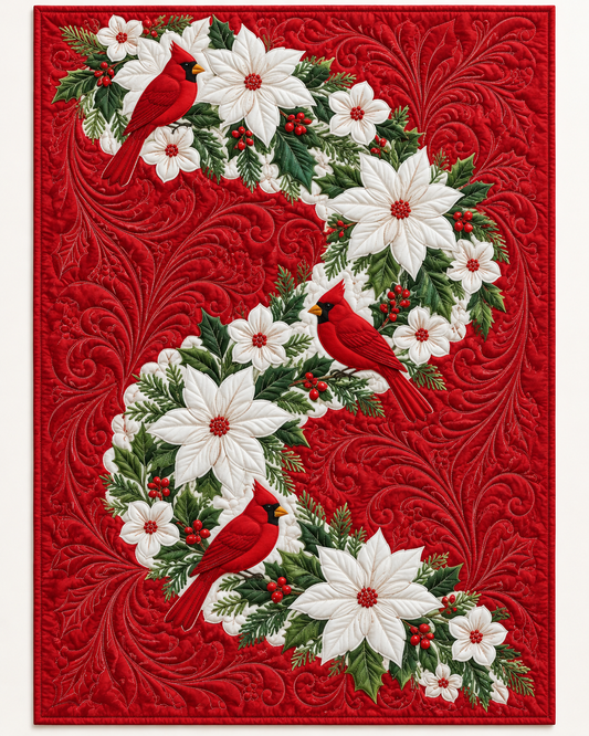 Cardinals In White Flowers TD101026137 Quilt Blanket