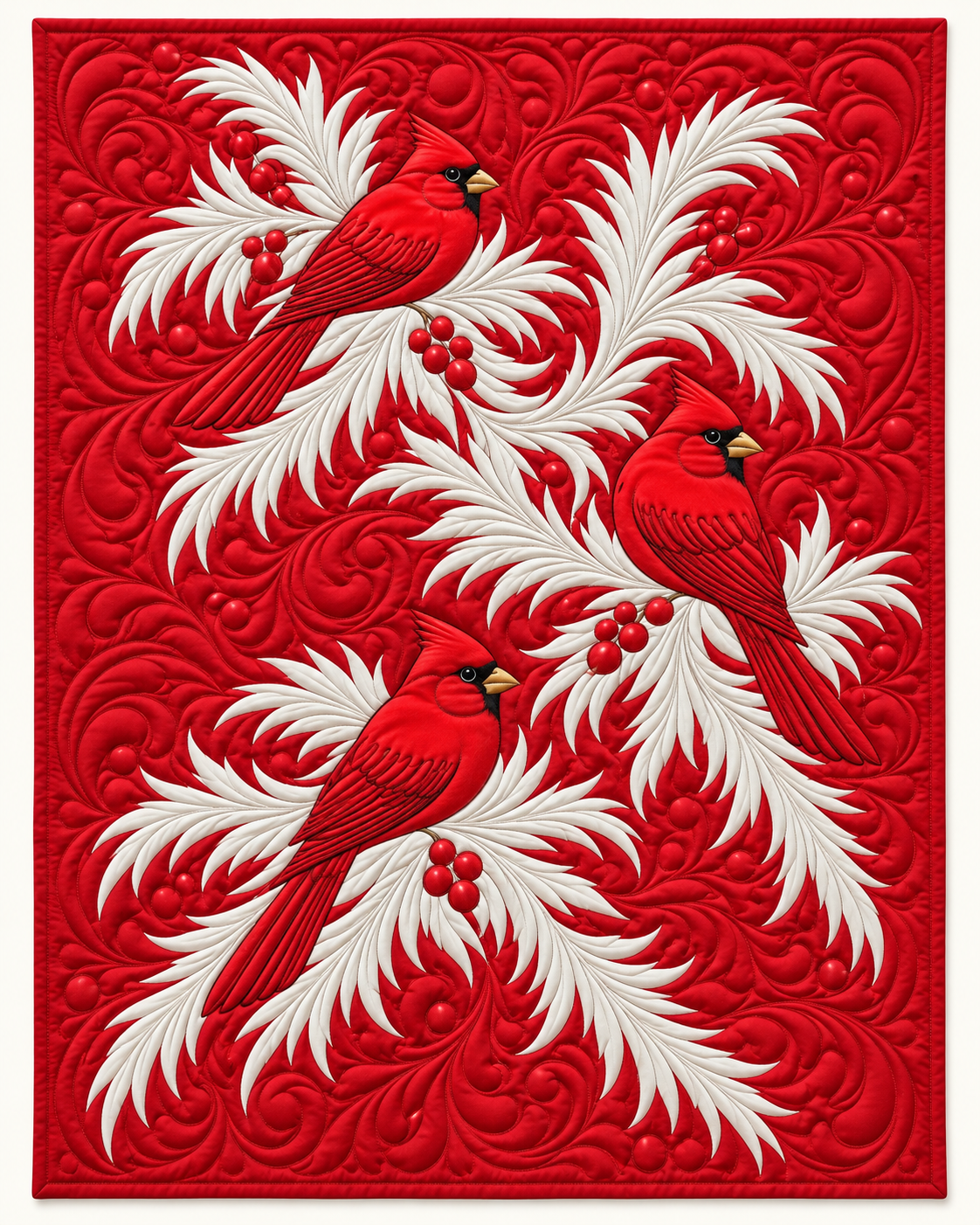 Cardinals On White Branches TD101026139 Quilt Blanket